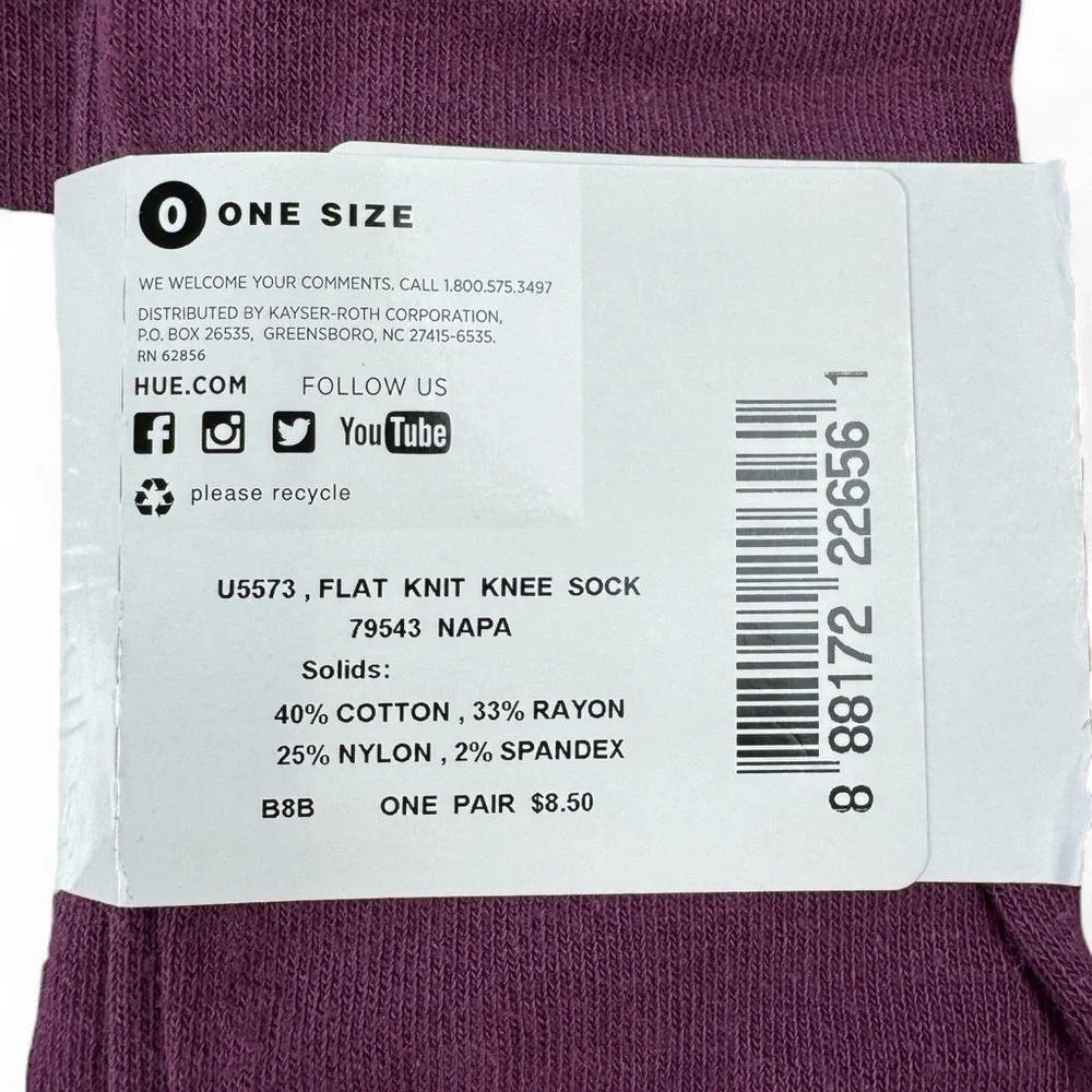 Hue Womens Napa Burgundy Flat Knit Knee Socks One Size Fits Most 5‎ Pairs
